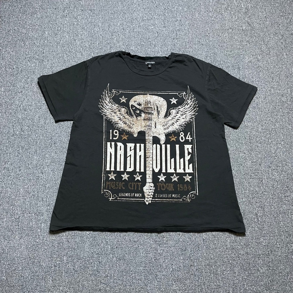 Queens & Angels Nashville Music City Tour 1984 Graphic Tee 1X Black Rocker Shirt